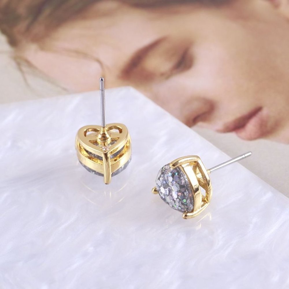 Kate Spade My Love Glitter Heart Stud Earrings - SILVER Awith Dust Bag - Picture 4 of 9